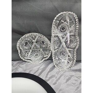 American Brilliance Cut Crystal Star of David Candy Trinket Dishes Set of 2